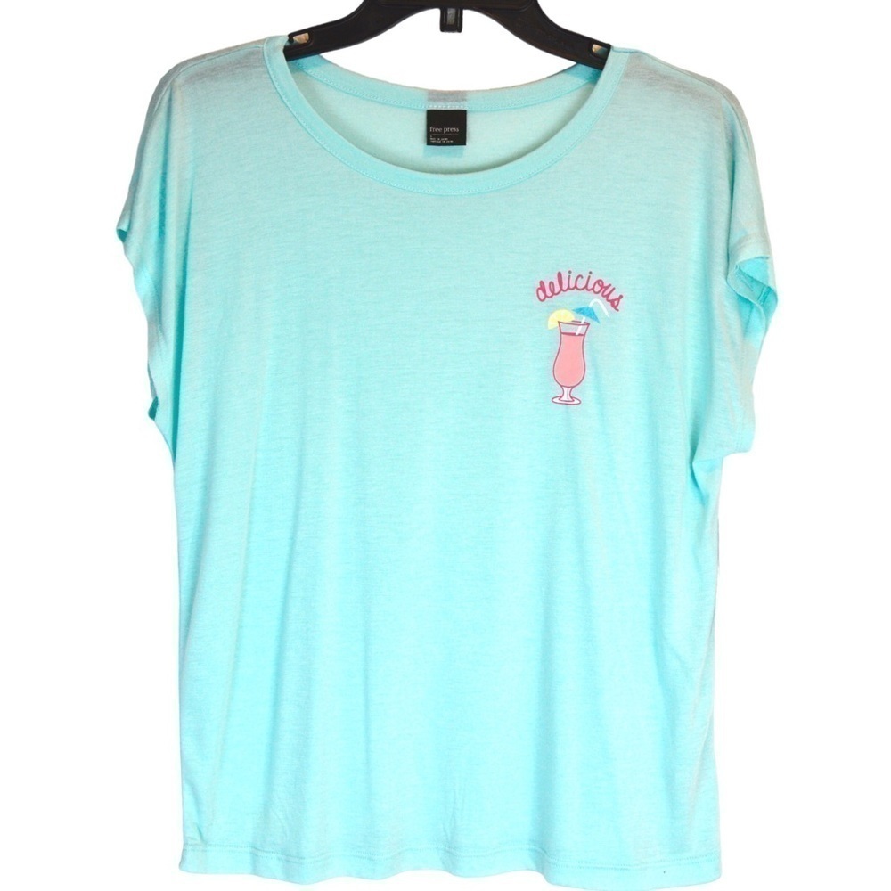 FREE PRESS Summer Loose Fit Lightweight Graphic Tee, Size Small NEW